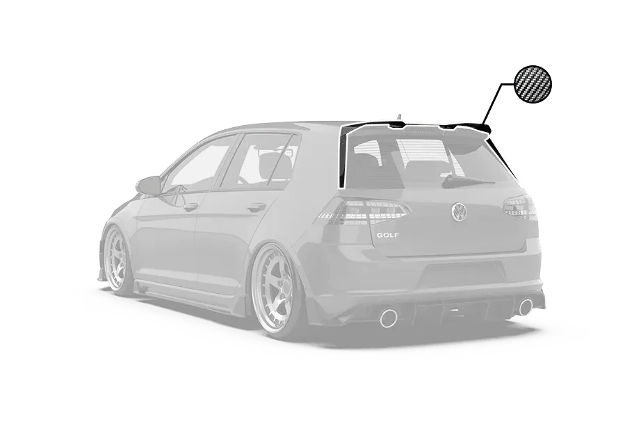 Volkswagen Golf Base MK7 MK7.5 2015 2016 2017 2018 2019 2020 2021 with Aftermarket Parts - Rear Roof Spoiler Carbon Fiber / FRP from Robot Craftsman