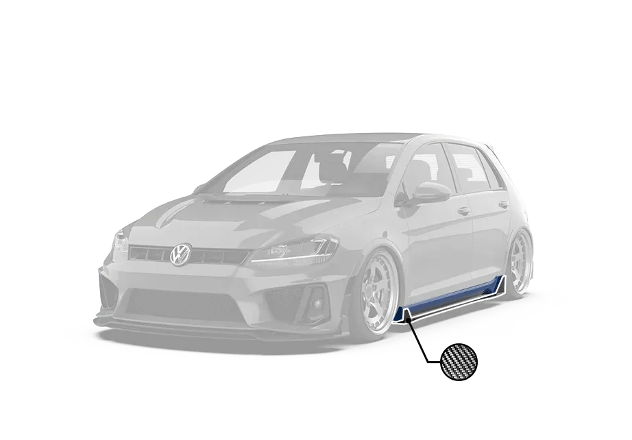 Volkswagen Golf R GTI Base MK7 MK7.5 2015 2016 2017 2018 2019 2020 2021 with Aftermarket Parts - Side Skirts & Side Skirts Extensions Carbon Fiber / FRP from Robot Craftsman