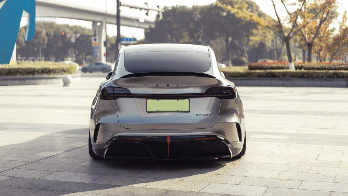 Tesla Model Y Performance AWD Long Range RWD Standard 2020 2021 2023 2024 with Aftermarket Parts - "STARSHIP" Rear Ducktail Spoiler Carbon Fiber / FRP from Robot Craftsman