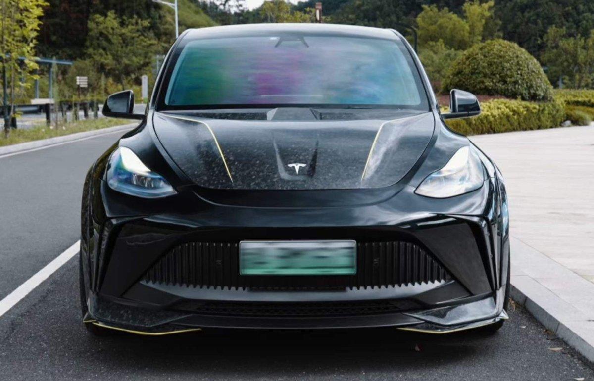 Tesla Model Y Performance AWD Long Range RWD Standard 2020 2021 2023 2024 with Aftermarket Parts - "CRYPTON" Hood Carbon Fiber / FRP from Robot Craftsman