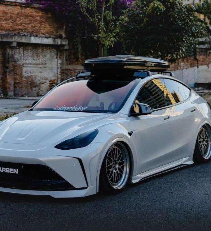 Tesla Model Y Performance AWD Long Range RWD Standard 2020 2021 2022 2023 2024 with Aftermarket Parts - "STARSHIP" Side Skirts PP from Robot Craftsman