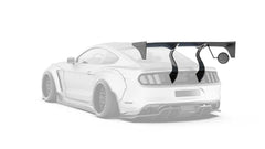 Ford Mustang Ecoboost V6 GT March1 Bullitt S550.1 S550.2 2015 2016 2017 2018 2019 2020 2021 2022 2023 (note: dual exhaust tips) with Aftermarket Parts - "STORM" Rear GT Wing Carbon Fiber / FRP from Robot Craftsman