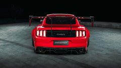 Ford Mustang Ecoboost V6 GT March1 Bullitt S550.1 S550.2 2015-2023 (note: dual exhaust tips) with Aftermarket Parts - "STORM" Rear Diffuser Carbon Fiber / FRP from Robot Craftsman