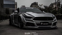 Ford Mustang Ecoboost V6 GT S550.1 2015 2016 2017 & Mustang Ecoboost V6 GT March1 Bullitt S550.1 S550.2 2015 2016 2017 2018 2019 2020 2021 2022 2023 & Mustang Ecoboost V6 GT March1 Bullitt S550.2 2018 2019 2020 2021 2022 2023 with Aftermarket Parts - STORM Widebody Front Bumper & Lip & Replacement Front Lip Only Carbon Fiber/FRP from Robot Craftsman