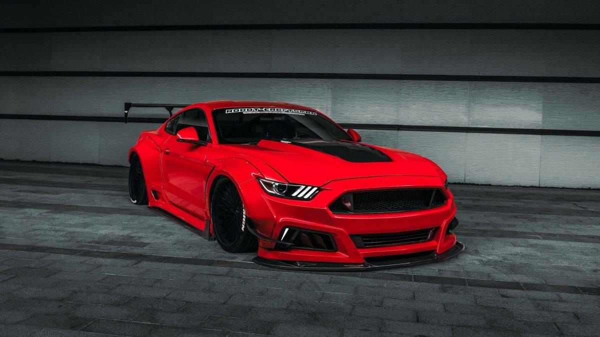 Ford Mustang Ecoboost V6 GT March1 Bullitt S550.1 S550.2 2015 2016 2017 2018 2019 2020 2021 2022 2023 with Aftermarket Parts - STORM Front Bumper Canards Carbon Fiber/FRP from Robot Craftsman