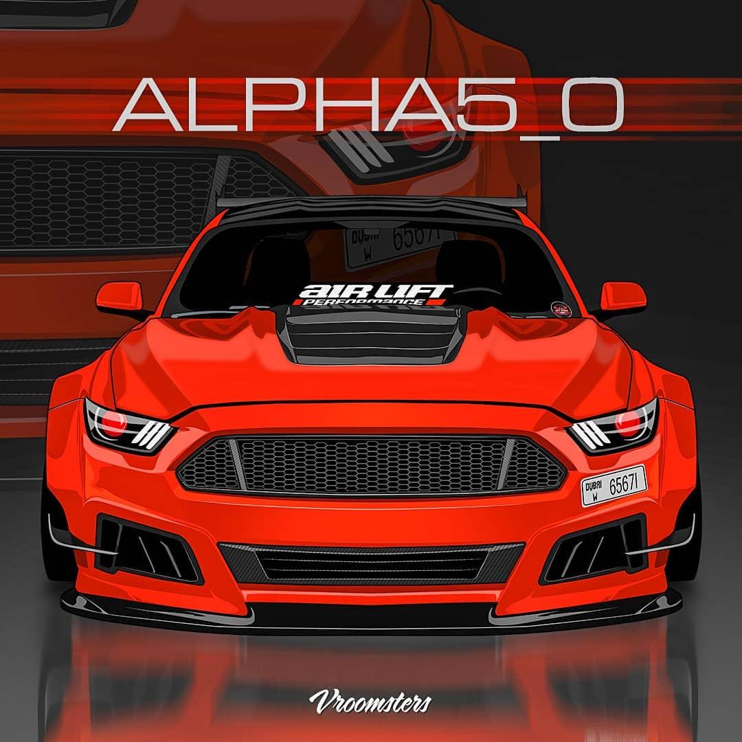 Ford Mustang Ecoboost V6 GT March1 Bullitt S550.1 S550.2 2015 2016 2017 2018 2019 2020 2021 2022 2023 with Aftermarket Parts - STORM Front Bumper Canards Carbon Fiber/FRP from Robot Craftsman