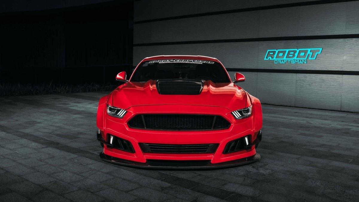 Ford Mustang Ecoboost V6 GT S550.1 2015 2016 2017 & Mustang Ecoboost V6 GT March1 Bullitt S550.1 S550.2 2015 2016 2017 2018 2019 2020 2021 2022 2023 & Mustang Ecoboost V6 GT March1 Bullitt S550.2 2018 2019 2020 2021 2022 2023 with Aftermarket Parts - STORM Widebody Front Bumper & Lip & Replacement Front Lip Only Carbon Fiber/FRP from Robot Craftsman