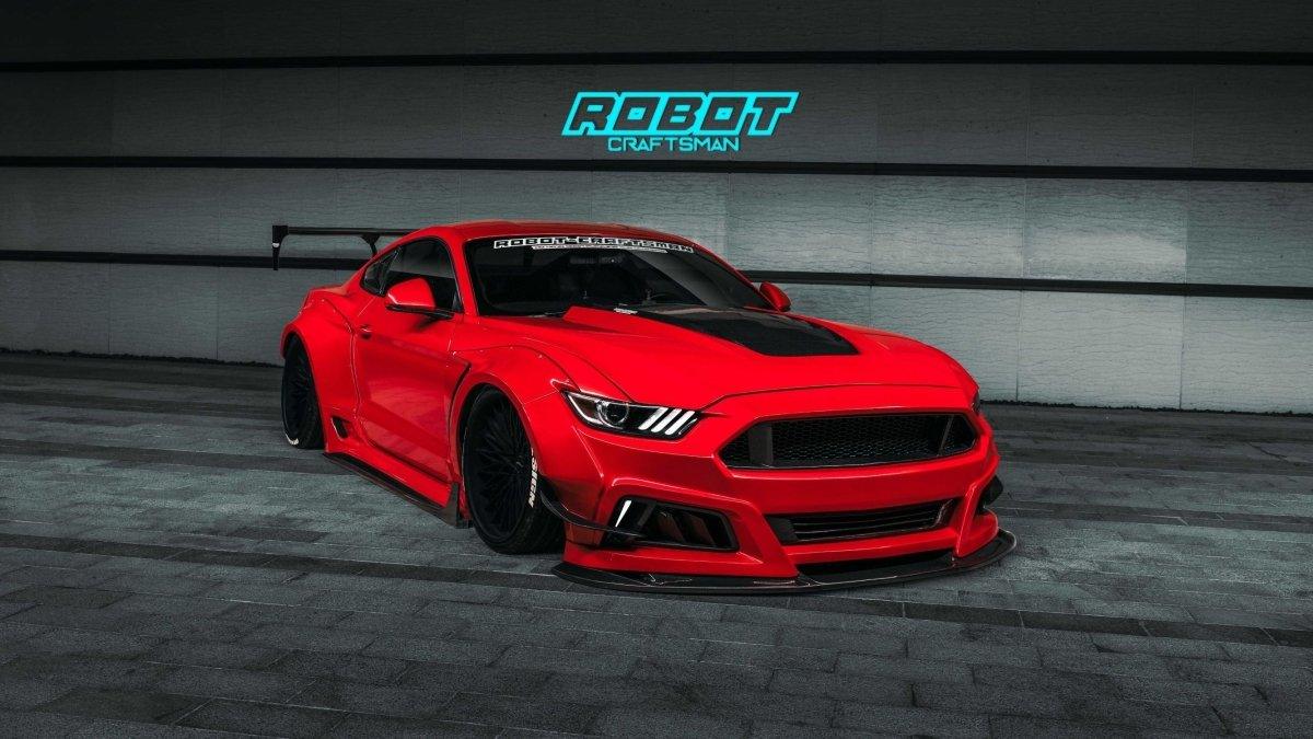 Ford Mustang Ecoboost V6 GT March1 Bullitt S550.1 S550.2 2015 2016 2017 2018 2019 2020 2021 2022 2023 with Aftermarket Parts - STORM Front Bumper Canards Carbon Fiber/FRP from Robot Craftsman