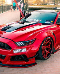 Ford Mustang Ecoboost V6 GT March1 Bullitt S550.1 S550.2 2015 2016 2017 2018 2019 2020 2021 2022 2023 with Aftermarket Parts - STORM Front Bumper Canards Carbon Fiber/FRP from Robot Craftsman