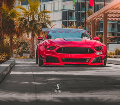 Ford Mustang Ecoboost V6 GT March1 Bullitt S550.1 S550.2 2015 2016 2017 2018 2019 2020 2021 2022 2023 with Aftermarket Parts - STORM Front Bumper Canards Carbon Fiber/FRP from Robot Craftsman