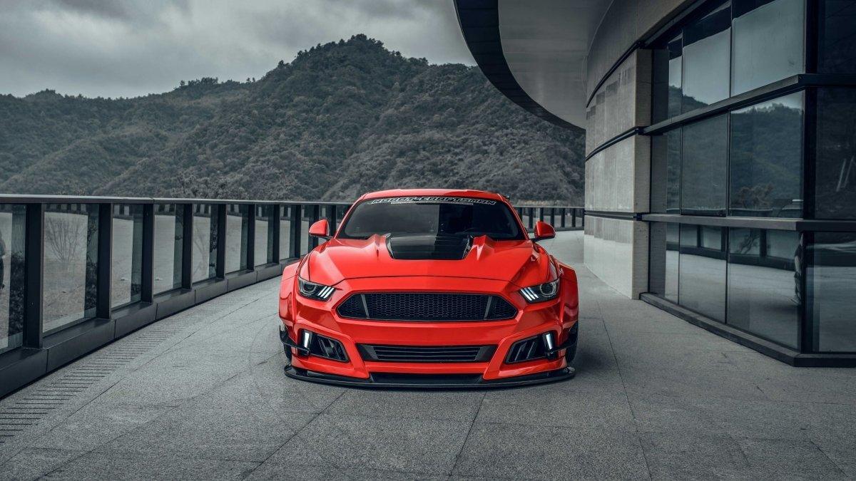 Ford Mustang Ecoboost V6 GT S550.1 2015 2016 2017 & Mustang Ecoboost V6 GT March1 Bullitt S550.1 S550.2 2015 2016 2017 2018 2019 2020 2021 2022 2023 & Mustang Ecoboost V6 GT March1 Bullitt S550.2 2018 2019 2020 2021 2022 2023 with Aftermarket Parts - STORM Widebody Front Bumper & Lip & Replacement Front Lip Only Carbon Fiber/FRP from Robot Craftsman