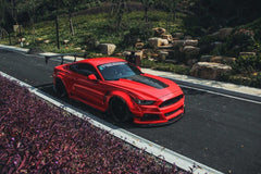 Ford Mustang Ecoboost V6 GT S550.1 2015 2016 2017 & Mustang Ecoboost V6 GT March1 Bullitt S550.2 2018 2019 2020 2021 2022 2023 with Aftermarket Parts - "STORM" Widebody Fender Flares Wheel Arches & Side Skirts Carbon Fiber / FRP from Robot Craftsman