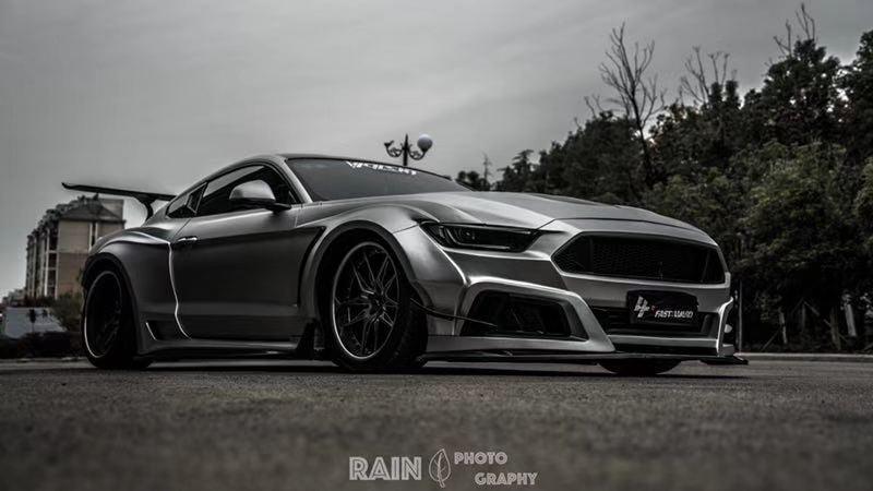 Ford Mustang Ecoboost V6 GT S550.1 2015 2016 2017 & Mustang Ecoboost V6 GT March1 Bullitt S550.2 2018 2019 2020 2021 2022 2023 with Aftermarket Parts - "STORM" Widebody Fender Flares Wheel Arches & Side Skirts Carbon Fiber / FRP from Robot Craftsman