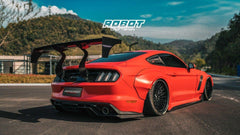Ford Mustang Ecoboost V6 GT S550.1 2015 2016 2017 & Mustang Ecoboost V6 GT March1 Bullitt S550.2 2018 2019 2020 2021 2022 2023 with Aftermarket Parts - "STORM" Widebody Fender Flares Wheel Arches & Side Skirts Carbon Fiber / FRP from Robot Craftsman