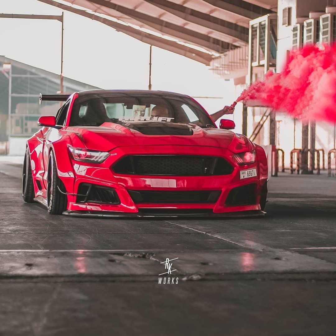Ford Mustang Ecoboost V6 GT S550.1 2015 2016 2017 & Mustang Ecoboost V6 GT March1 Bullitt S550.2 2018 2019 2020 2021 2022 2023 with Aftermarket Parts - "STORM" Widebody Fender Flares Wheel Arches & Side Skirts Carbon Fiber / FRP from Robot Craftsman