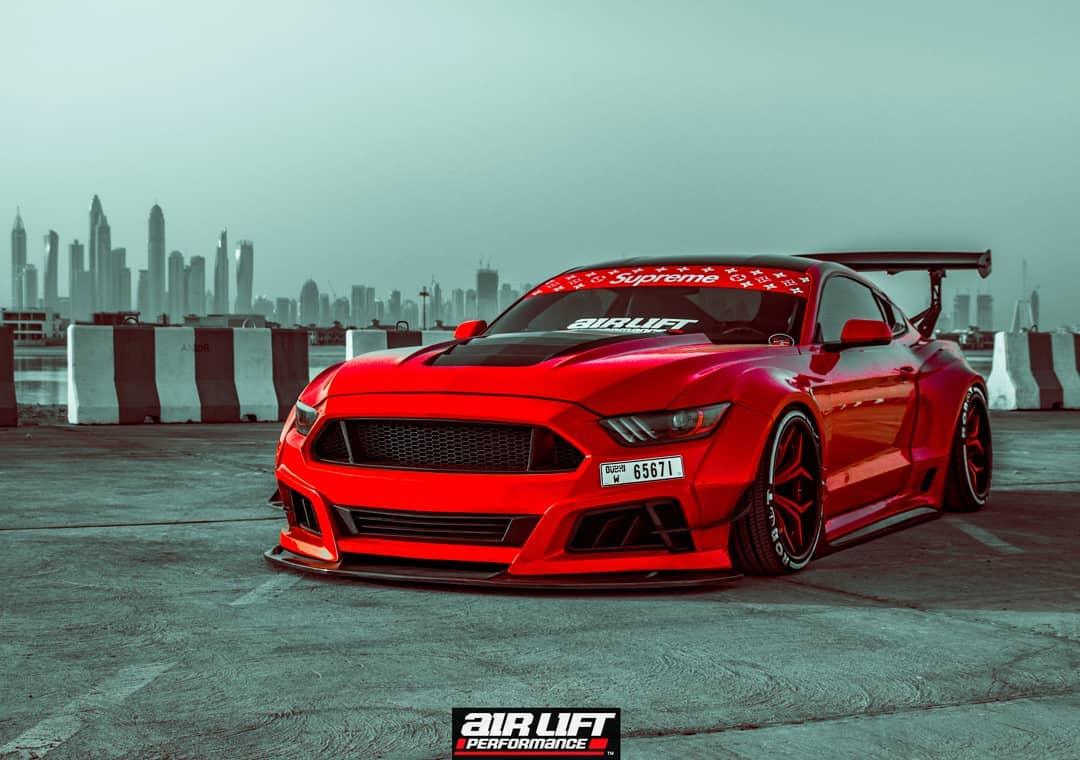 Ford Mustang Ecoboost V6 GT S550.1 2015 2016 2017 & Mustang Ecoboost V6 GT March1 Bullitt S550.2 2018 2019 2020 2021 2022 2023 with Aftermarket Parts - "STORM" Widebody Fender Flares Wheel Arches & Side Skirts Carbon Fiber / FRP from Robot Craftsman
