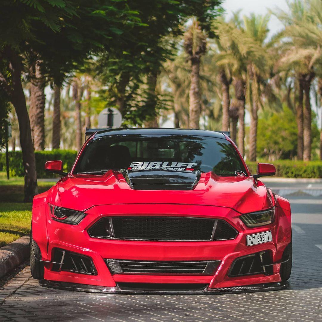 Ford Mustang Ecoboost V6 GT S550.1 2015 2016 2017 with Aftermarket Parts - STORM Hood Bonnet Carbon Fiber / FRP from Robot Craftsman