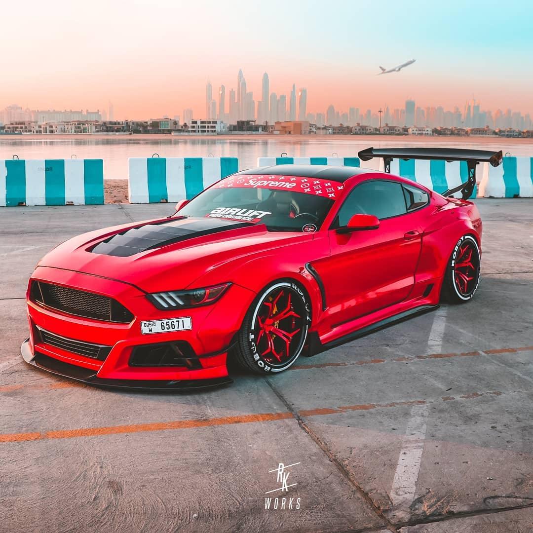 Ford Mustang Ecoboost V6 GT S550.1 2015 2016 2017 with Aftermarket Parts - STORM Hood Bonnet Carbon Fiber / FRP from Robot Craftsman