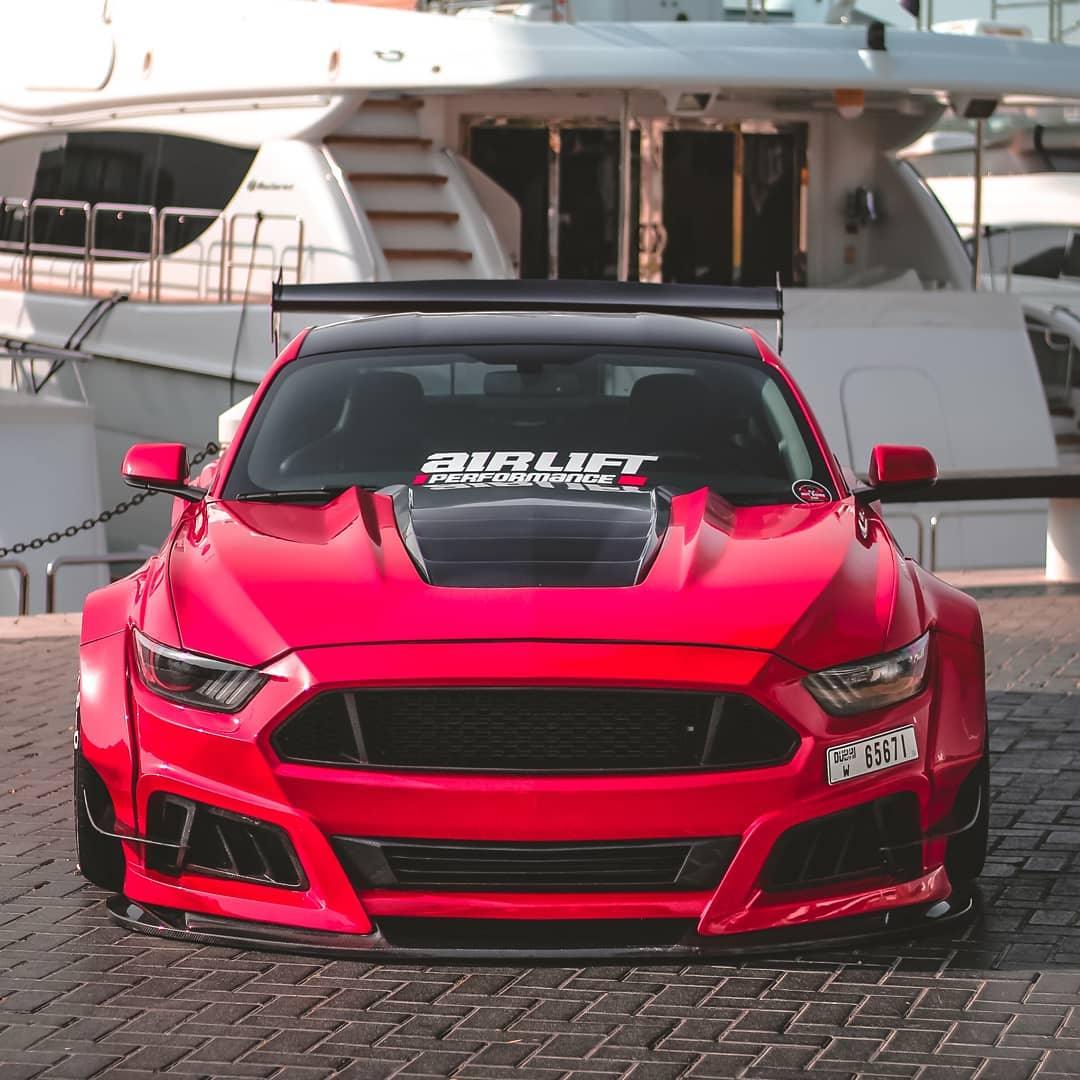 Ford Mustang Ecoboost V6 GT S550.1 2015 2016 2017 with Aftermarket Parts - STORM Hood Bonnet Carbon Fiber / FRP from Robot Craftsman