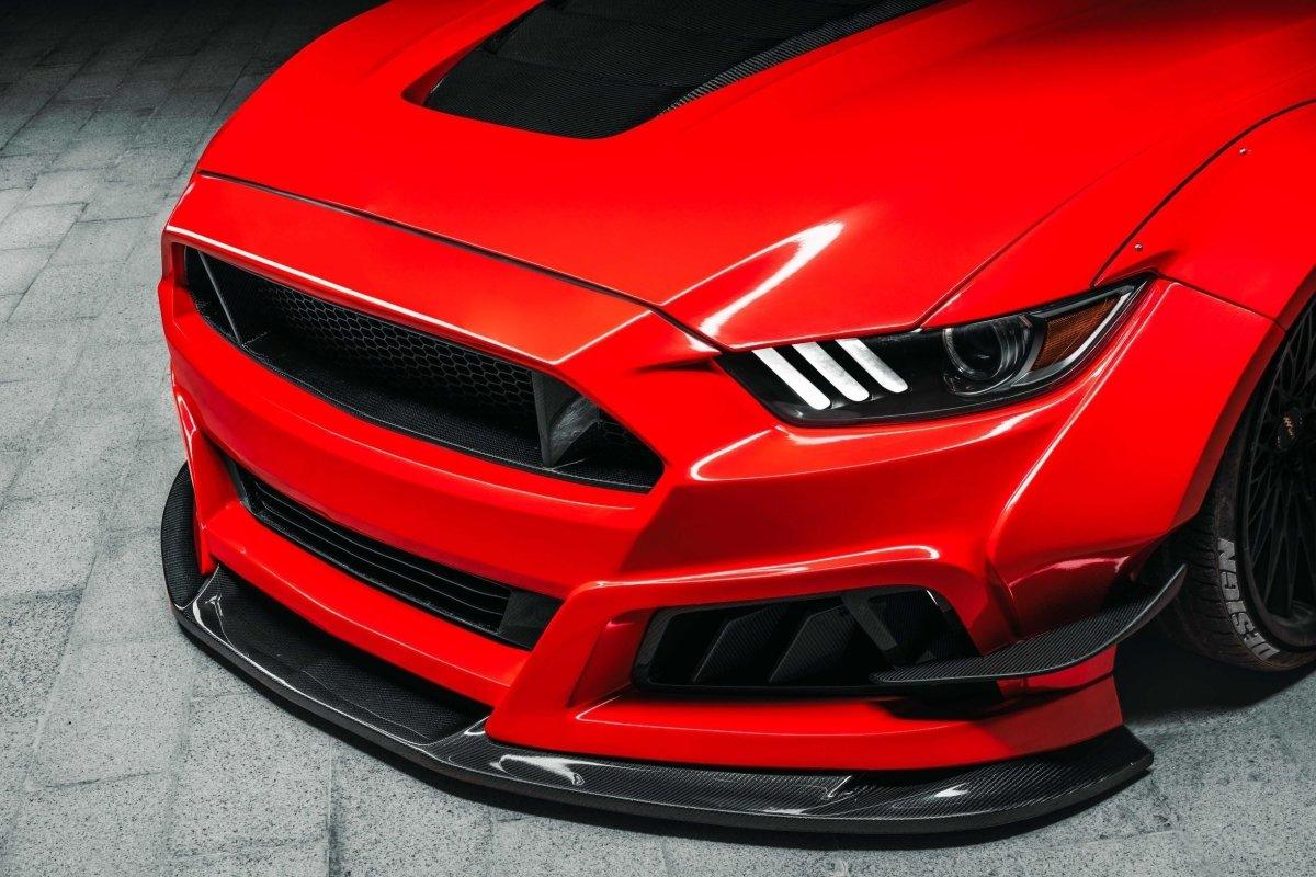 Ford Mustang Ecoboost V6 GT S550.1 2015 2016 2017 with Aftermarket Parts - STORM Hood Bonnet Carbon Fiber / FRP from Robot Craftsman