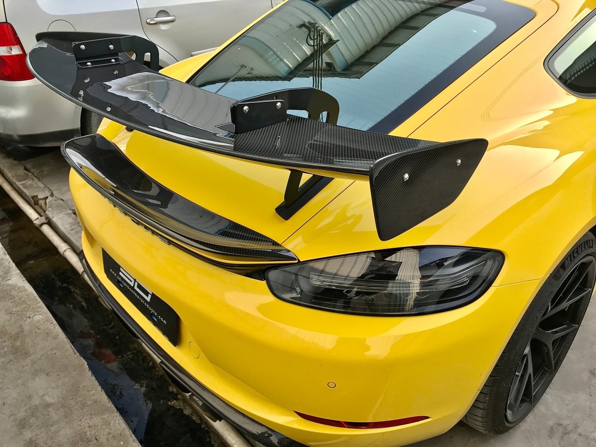 SD Carbon Club Sport Style DRY Carbon Fiber Rear Spoiler Wing For Porsche 718 Cayman Boxster - Performance SpeedShop