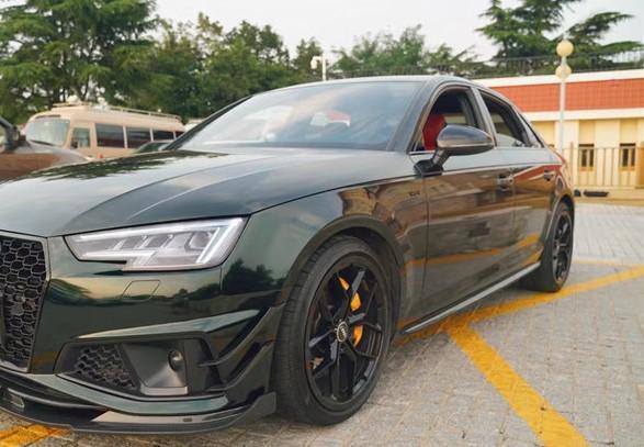 Audi S4 A4 S-line (with s-line bumper) B9 2019 with Aftermarket Parts - Front Canards Pre-preg Carbon Fiber from TAKD Carbon