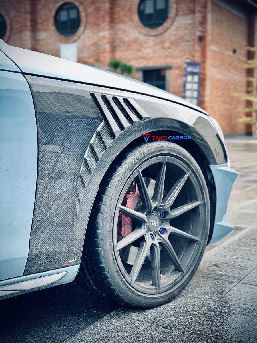 Audi S4 A4 B9.5 2020-ON with Aftermarket Parts - Front Fenders Pre-preg Carbon Fiber from TAKD Carbon