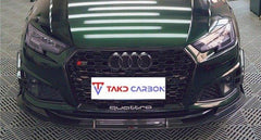 Audi S4 A4 S-line (with s-line bumper) B9 2017 2018 2019 with Aftermarket Parts - Front Lip Pre-preg Carbon Fiber from TAKD Carbon
