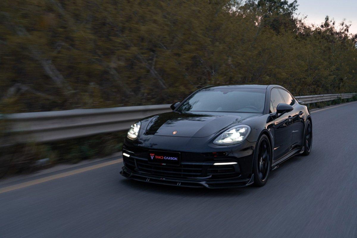Porsche Panamera 971.2 RWD/Base/4/4S (without sport design bumper) 2017 2018 2019 2020 2021 2022 2023 with Aftermarket Parts - V1 Front Lip Pre-preg Carbon Fiber from TAKD Carbon