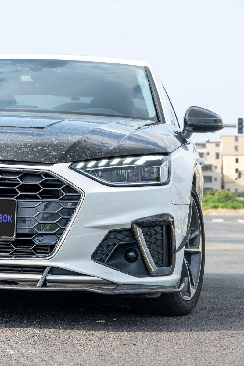 Audi RS4 S4 A4 (all models) B9 / B9.5 2017-ON with Aftermarket Parts - V1 Style Hood Pre-preg Carbon Fiber from TAKD Carbon