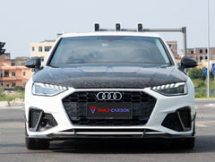 Audi RS4 S4 A4 (all models) B9 / B9.5 2017-ON with Aftermarket Parts - V1 Style Hood Pre-preg Carbon Fiber from TAKD Carbon