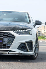 Audi S4 A4 S-line (with s-line bumper) B9.5 2020 2021 2022 2023 2024 with Aftermarket Parts - Front Canards Pre-preg Carbon Fiber from TAKD Carbon