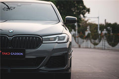 BMW 5 Series M550 540 530 (with M-package bumper, does not fit base model) G30 LCI 2021-ON with Aftermarket Parts - Front Canards Pre-preg Carbon Fiber from TAKD Carbon