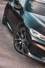 BMW 8 Series M850 840 (With M-Package Bumper) G14 G15 G16 2018 2019 2020 2021 2022 2023 2024 with Aftermarket Parts - V1 Style Front Canards Pre-preg Carbon Fiber from TAKD Carbon