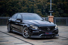 Mercedes Benz C-Class C63/C63S (fits both Pre-Facelift & Facelift) W205 2015 2016 2017 2018 2019 2020 2021 with Aftermarket Parts - Front Canards Pre-preg Carbon Fiber from TAKD Carbon