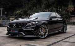 Mercedes Benz C-Class C63/C63S (fits both Pre-Facelift & Facelift) W205 2015 2016 2017 2018 2019 2020 2021 with Aftermarket Parts - Front Canards Pre-preg Carbon Fiber from TAKD Carbon