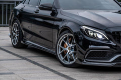 TAKD Carbon Dry Carbon Fiber Front Bumper Trim Lower Grill Surround (3 Pcs) for Mercedes Benz W205 C63 C63S 2015-ON Coupe 2 Door Sedan 4 Door - Performance SpeedShop
