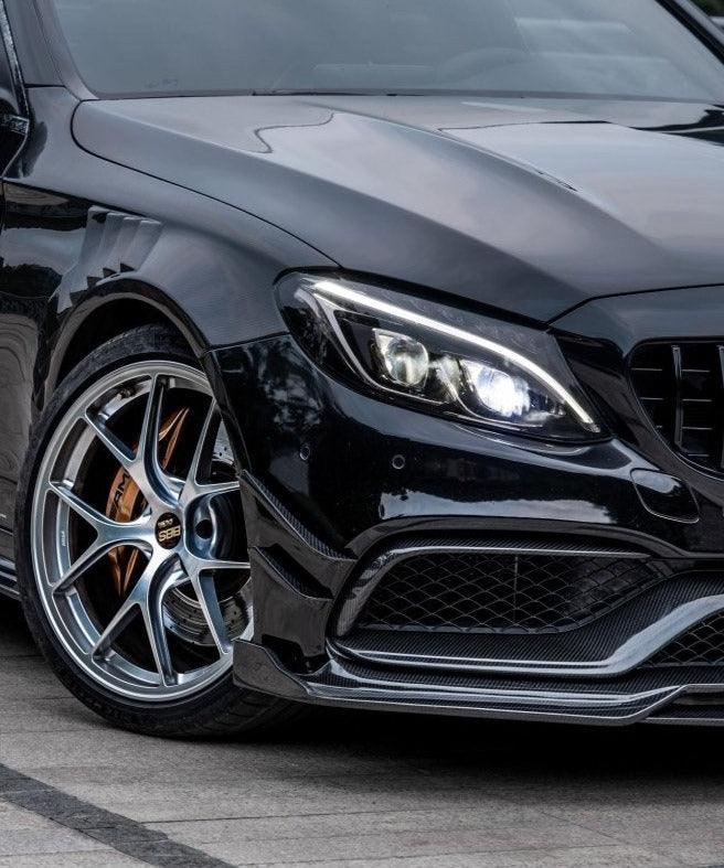 Mercedes Benz C-Class C63/C63S C43 C300 W205 (fits both Pre-Facelift & Facelift) W205 2015 2016 2017 2018 2019 2020 2021 with Aftermarket Parts - Front Fenders Pre-preg Carbon Fiber from TAKD Carbon
