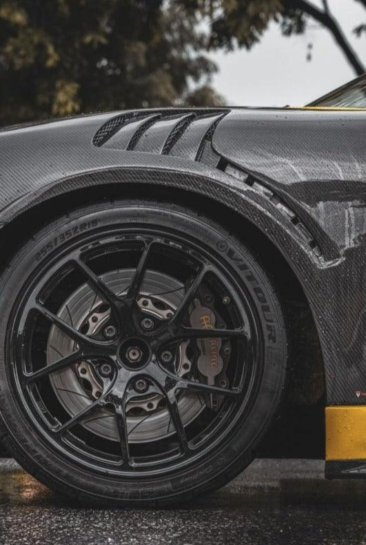 Porsche 718 Cayman / Boxster / GTS / GT4 / Spyder 2017 2018 2019 2020 2021 2022 2023 2024 with Aftermarket Parts - Pre-preg Carbon Fiber Front Fenders from TAKD Carbon
