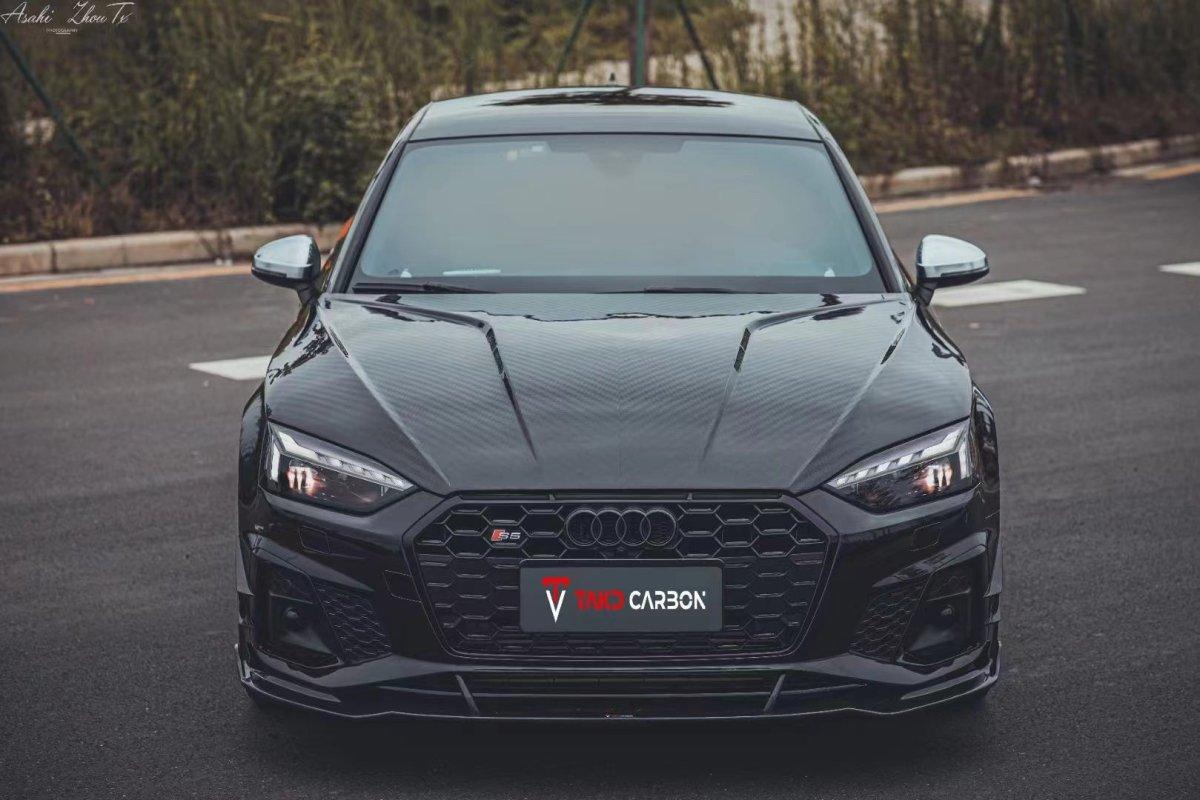 Audi S5 A5 S-line (with s-line bumper) B9.5 2020 2021 2022 2023 2024 with Aftermarket Parts - Front Lip Pre-preg Carbon Fiber from TAKD Carbon