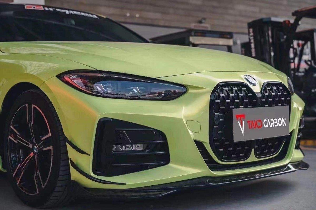 BMW 4 Series 430i (with M-package bumper, does not fit base model) M440i G22 G23 2020-ON with Aftermarket Parts - Front Lip Carbon Fiber from TAKD Carbon