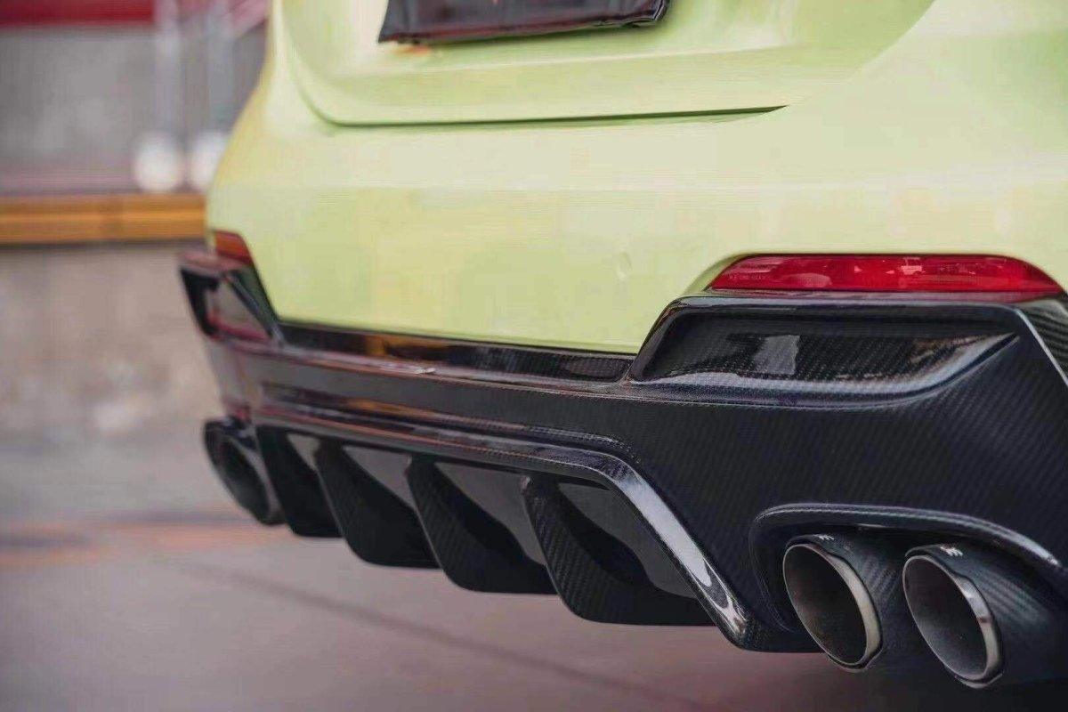 BMW 4 Series 430i (with M-package bumper, does not fit base model) M440i G22 G23 2020-ON with Aftermarket Parts - Rear Diffuser & Canards Pre-preg Carbon Fiber from TAKD Carbon