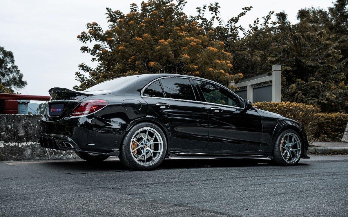 TAKD Carbon Dry Carbon Fiber Rear Diffuser & Rear Canards for Mercedes Benz C Class W205 C63 C63S 2019-ON Sedan 4 Door - Performance SpeedShop