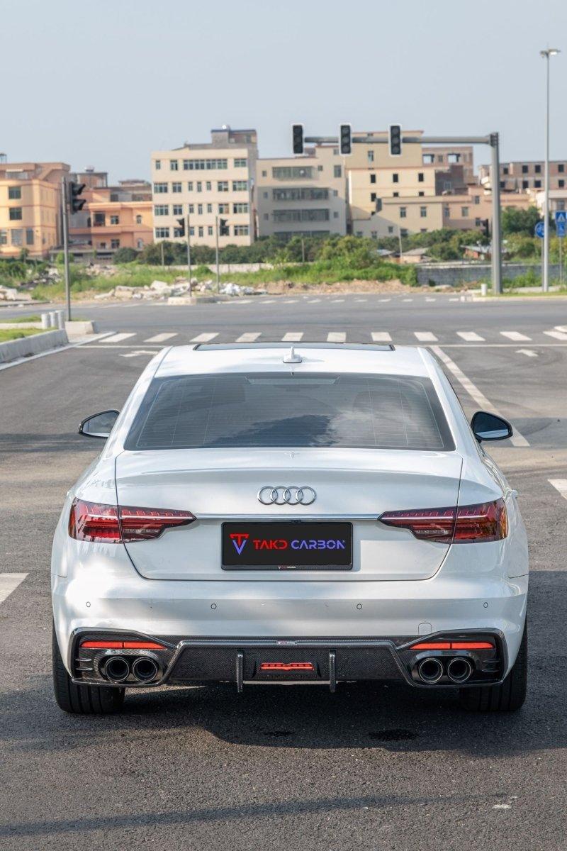 Audi S4 B9.5 2020-ON with Aftermarket Parts - V1 Style Rear Diffuser Pre-preg Carbon Fiber from TAKD Carbon