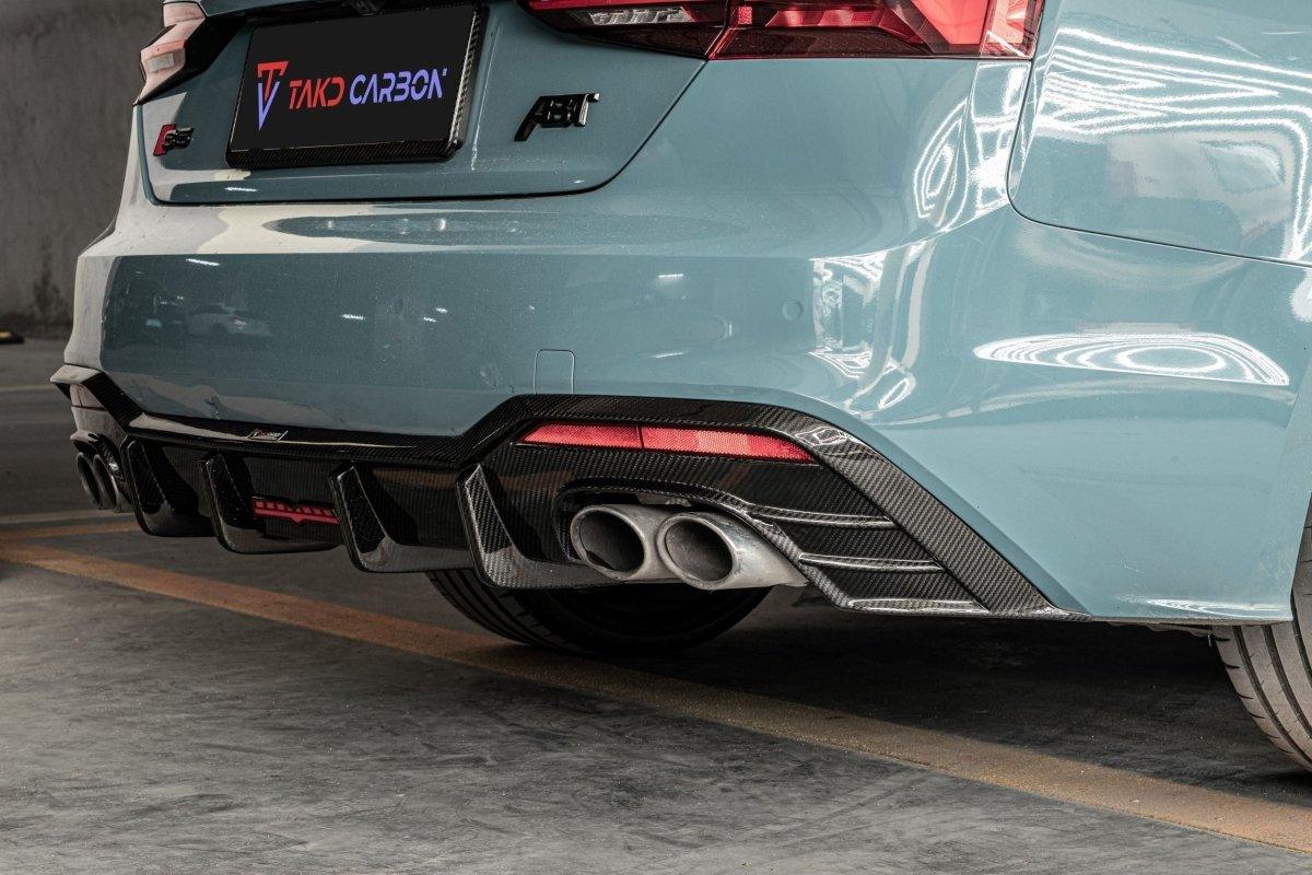 Audi S5 A5 S-line (with s-line bumper) B9.5 2020 2021 2022 2023 2024 with Aftermarket Parts - Rear Diffuser Pre-preg Carbon Fiber from TAKD Carbon