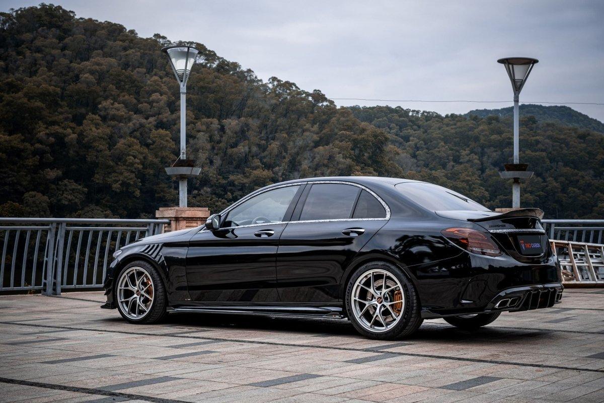 Mercedes Benz C-Class C63/C63S W205 (fits both Pre-Facelift & Facelift) W205 2015 2016 2017 2018 2019 2020 2021 with Aftermarket Parts - V1 Side Skirts Pre-preg Carbon Fiber from TAKD Carbon