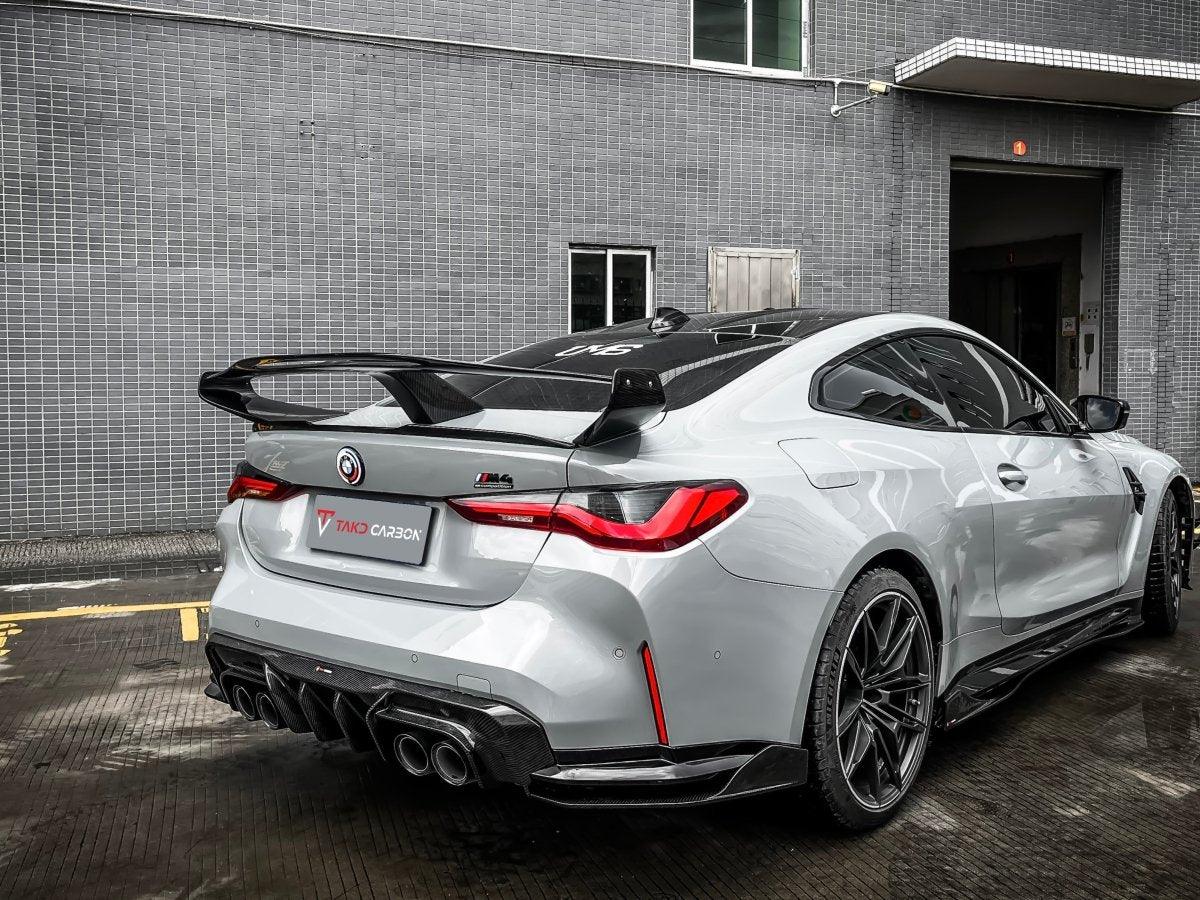 BMW M4 / M4C G82 2021 2022 2023 2024 & 4 series 430i M440i G22 G23 2021 2022 2023 2024 with Aftermarket Parts - Extreme Style Rear GT Wing Pre-preg Carbon Fiber from TAKD Carbon
