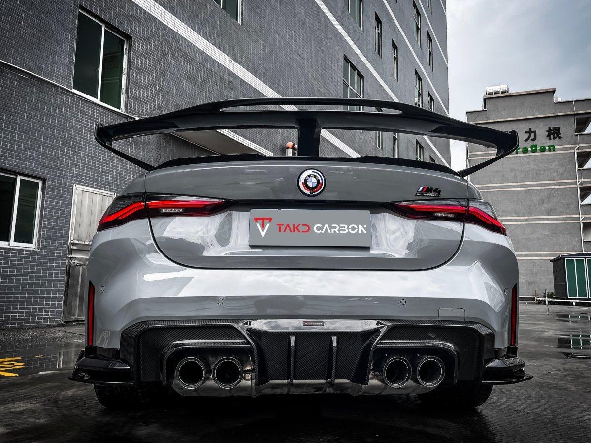 BMW M4 / M4C G82 2021 2022 2023 2024 & 4 series 430i M440i G22 G23 2021 2022 2023 2024 with Aftermarket Parts - Extreme Style Rear GT Wing Pre-preg Carbon Fiber from TAKD Carbon
