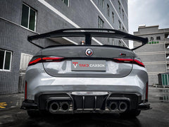 BMW M4 / M4C G82 2021 2022 2023 2024 & 4 series 430i M440i G22 G23 2021 2022 2023 2024 with Aftermarket Parts - Extreme Style Rear GT Wing Pre-preg Carbon Fiber from TAKD Carbon