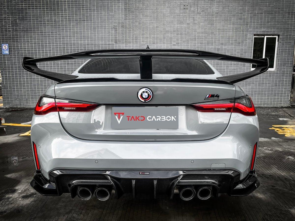 BMW M4 / M4C G82 2021 2022 2023 2024 & 4 series 430i M440i G22 G23 2021 2022 2023 2024 with Aftermarket Parts - Extreme Style Rear GT Wing Pre-preg Carbon Fiber from TAKD Carbon